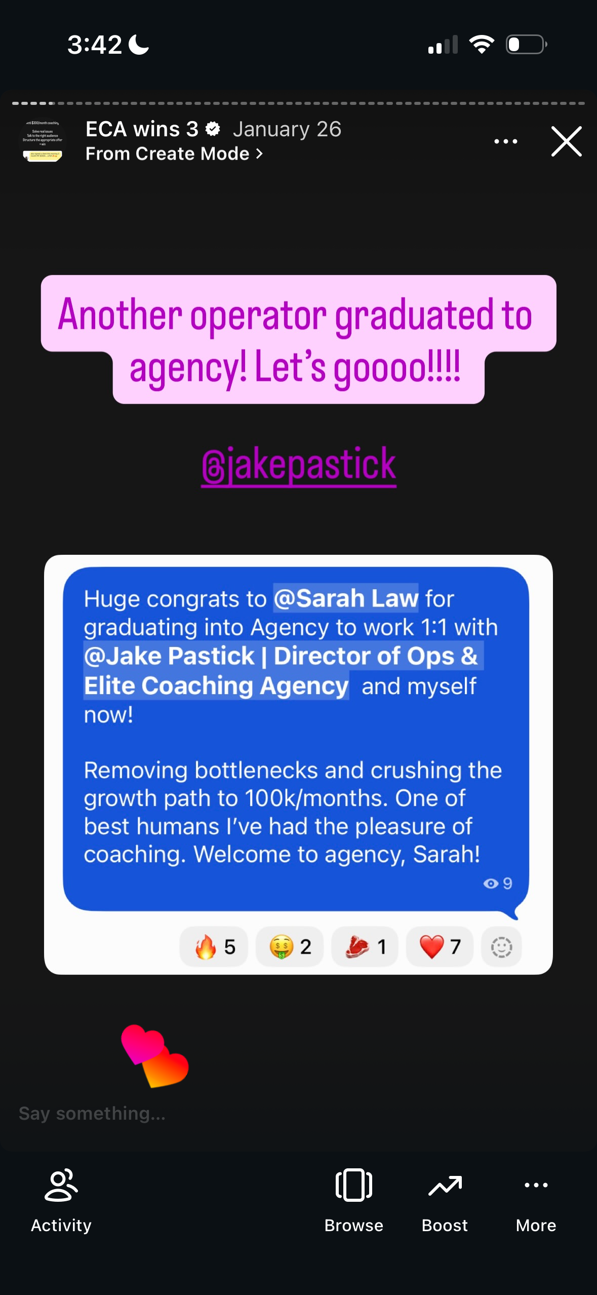 Revenue screenshot from Amanda H. in Philadelphia