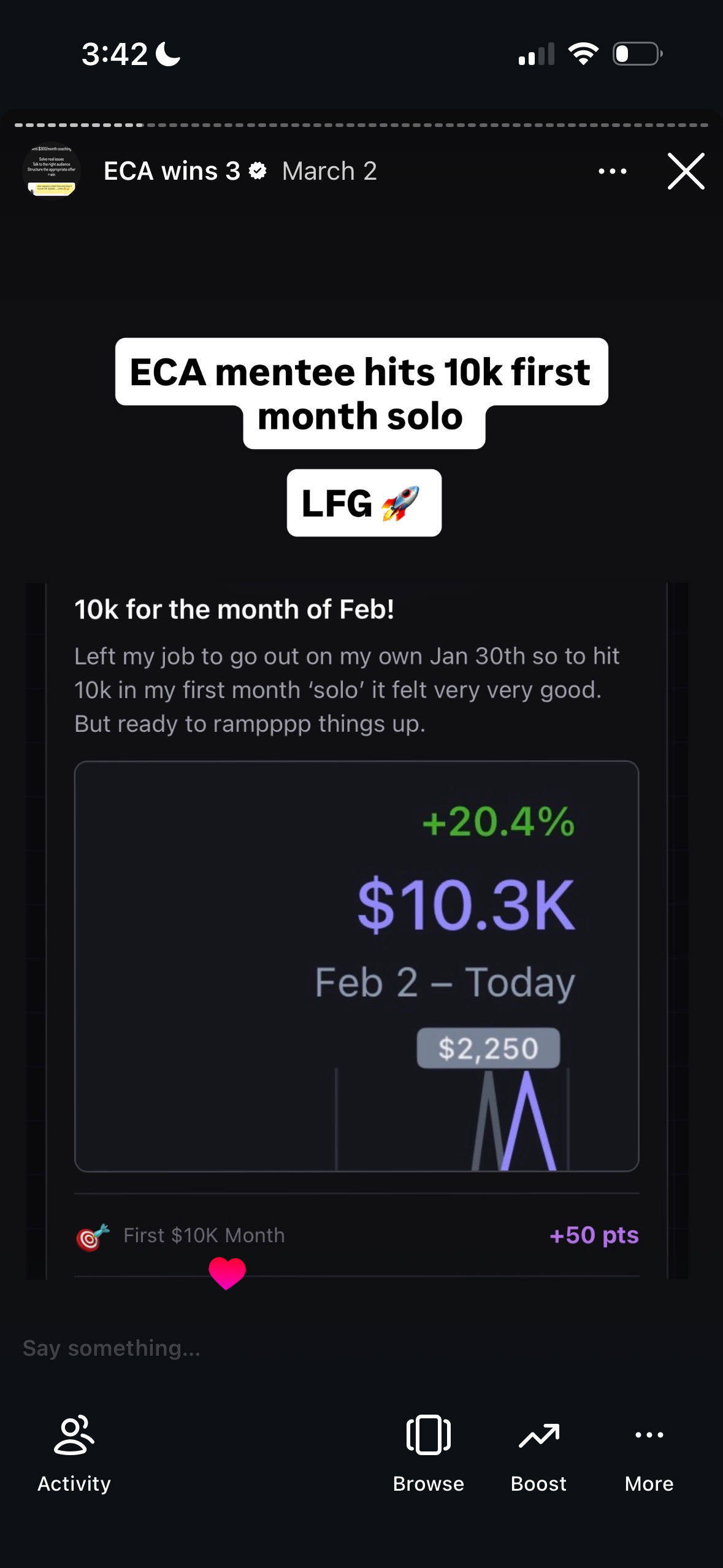 Revenue screenshot from Lauren J. in Jacksonville