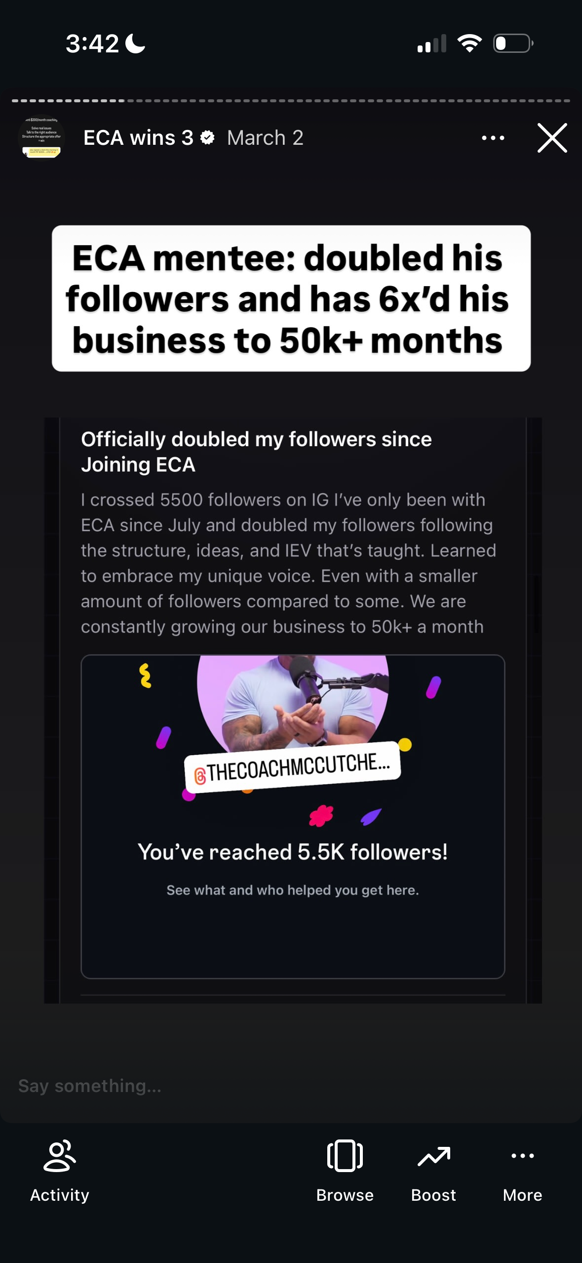 Revenue screenshot from Caleb R. in Columbus