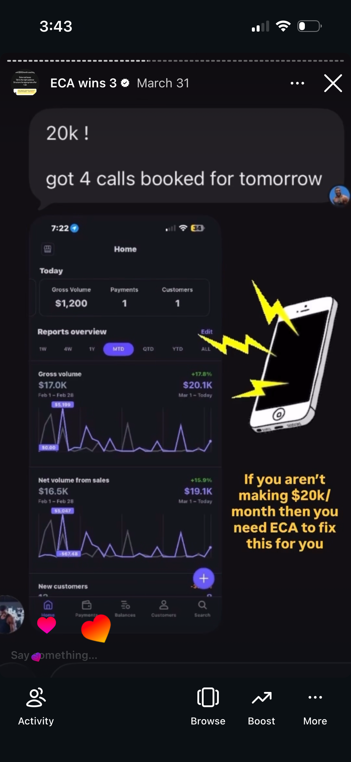 Revenue screenshot from David K. in New York