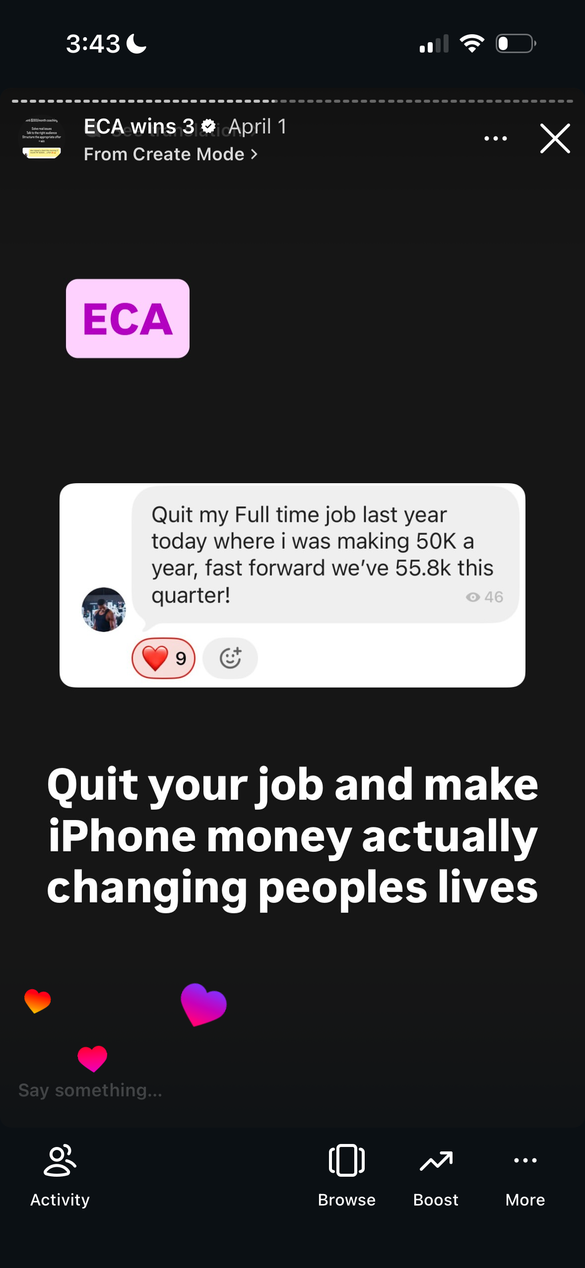 Revenue screenshot from Nicole P. in Columbus