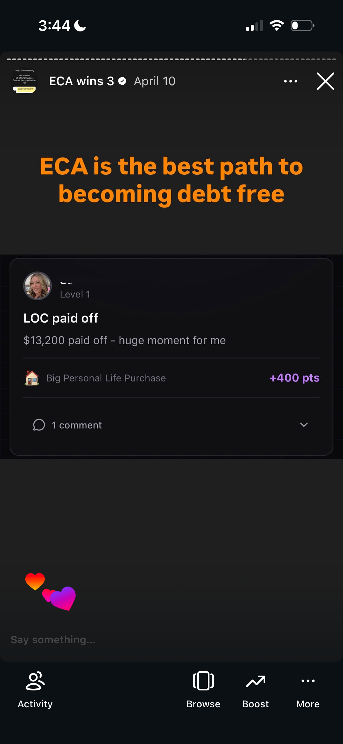 Revenue screenshot from Natalie C. in Nashville