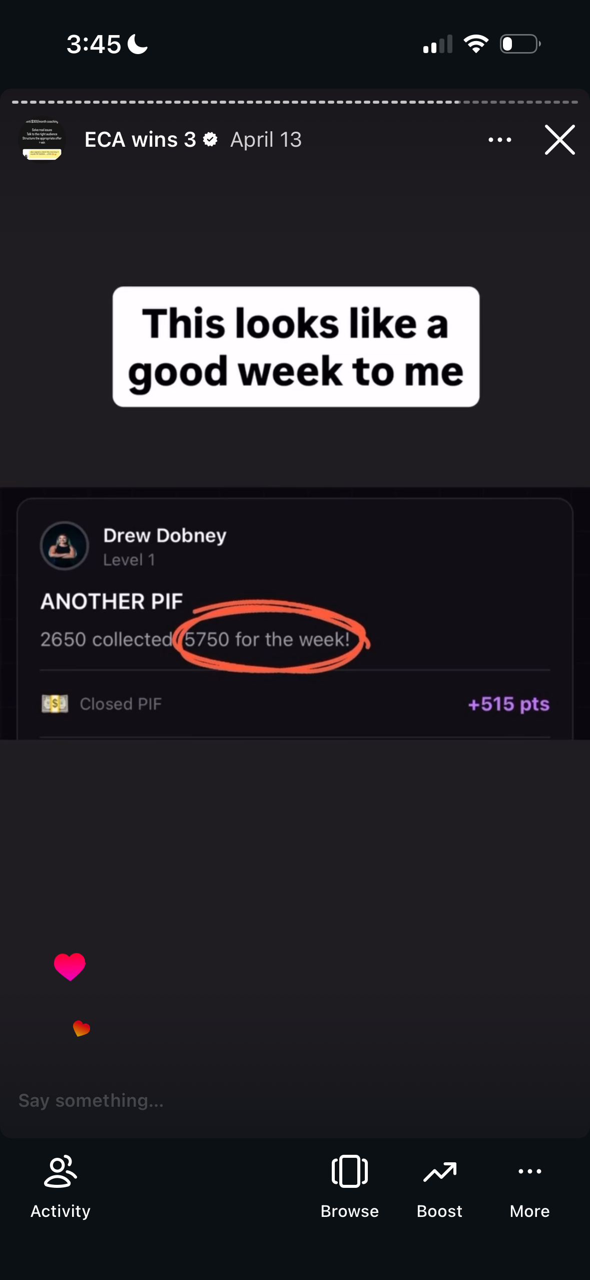 Revenue screenshot from Drew D. in San Antonio