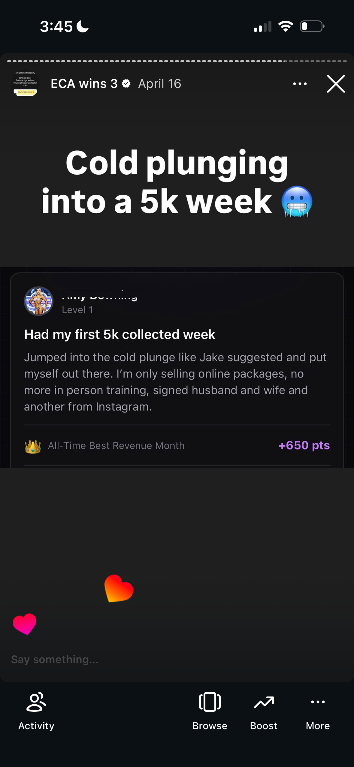 Revenue screenshot from Jenna W. in San Diego