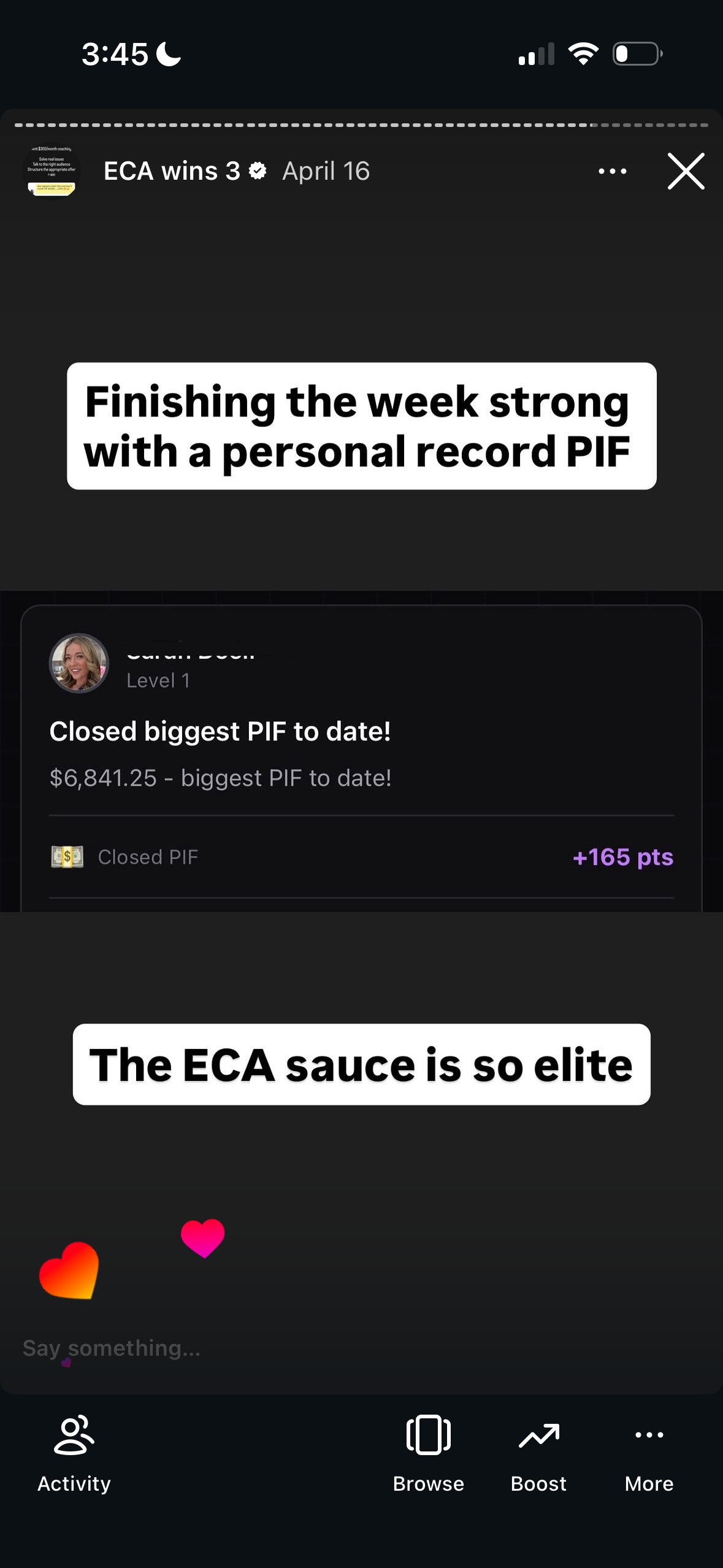 Revenue screenshot from Rachel B. in Seattle