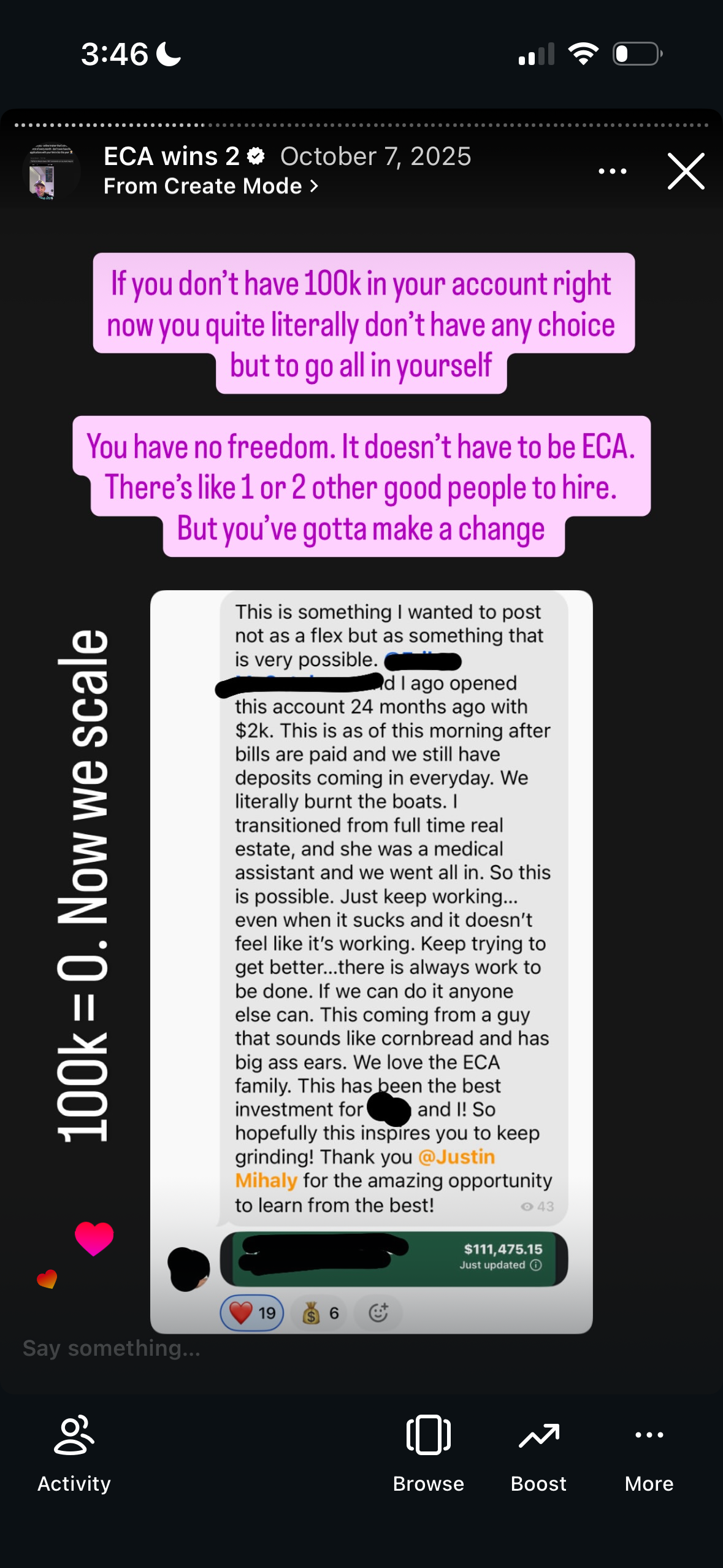 Revenue screenshot from Ryan and Kelly P. in Dallas